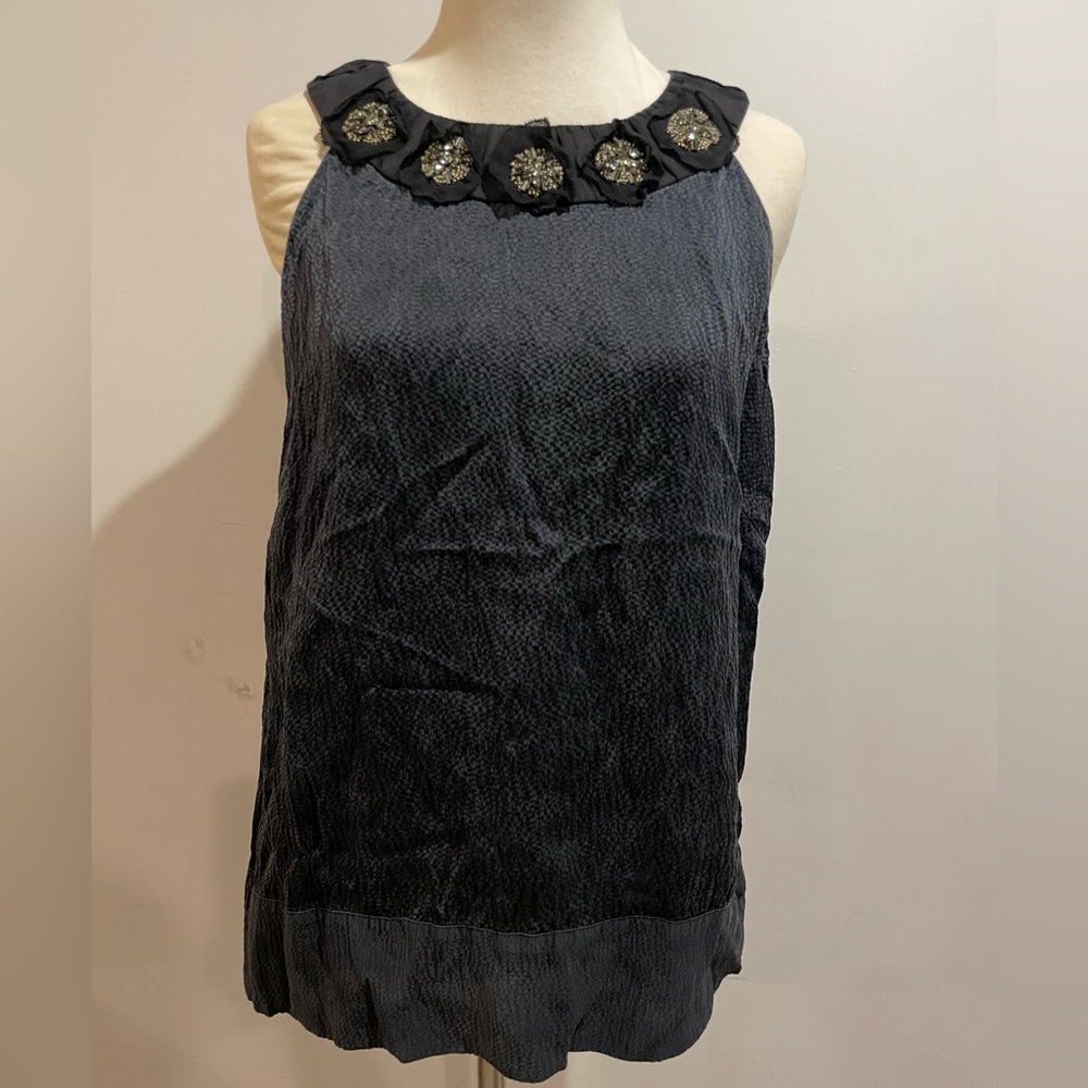 BCBG MaxAzria 100% Silk Embellished Beaded Neckline Top – Women’s S
